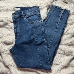 Abercrombie & Fitch High Rise Super Skinny Split Hem Jeans Size 31 Dark Wash